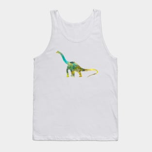 Dinosaur Watercolor Painting Yellow Green Turquoise Tank Top